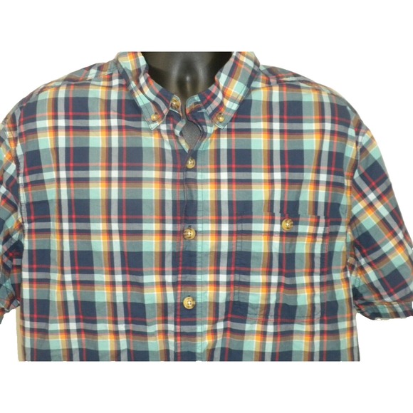 Duluth Shirt Mens XL Blue Plaid Relaxed Fit‎ Untucked BBQ Short Sleeve 38922 Dad - Picture 2 of 13